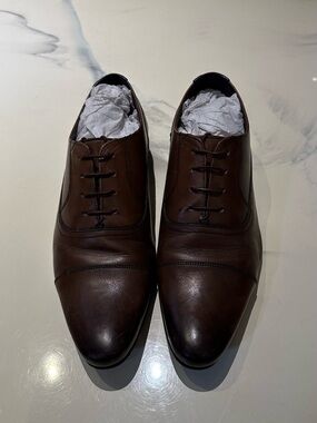 Ted Baker Men's Dark Brown Leather Cap-Toe Oxfords